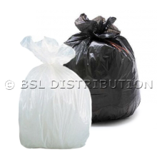 Sac poubelle polyéthylène 100 Litres Blanc ou Noir, le lot de 200 sacs.