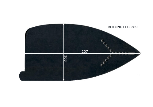 V.0570 ROTONDI EC-289 Semelle téflon fer à repasser, renforcée. 103 x 207 mm.